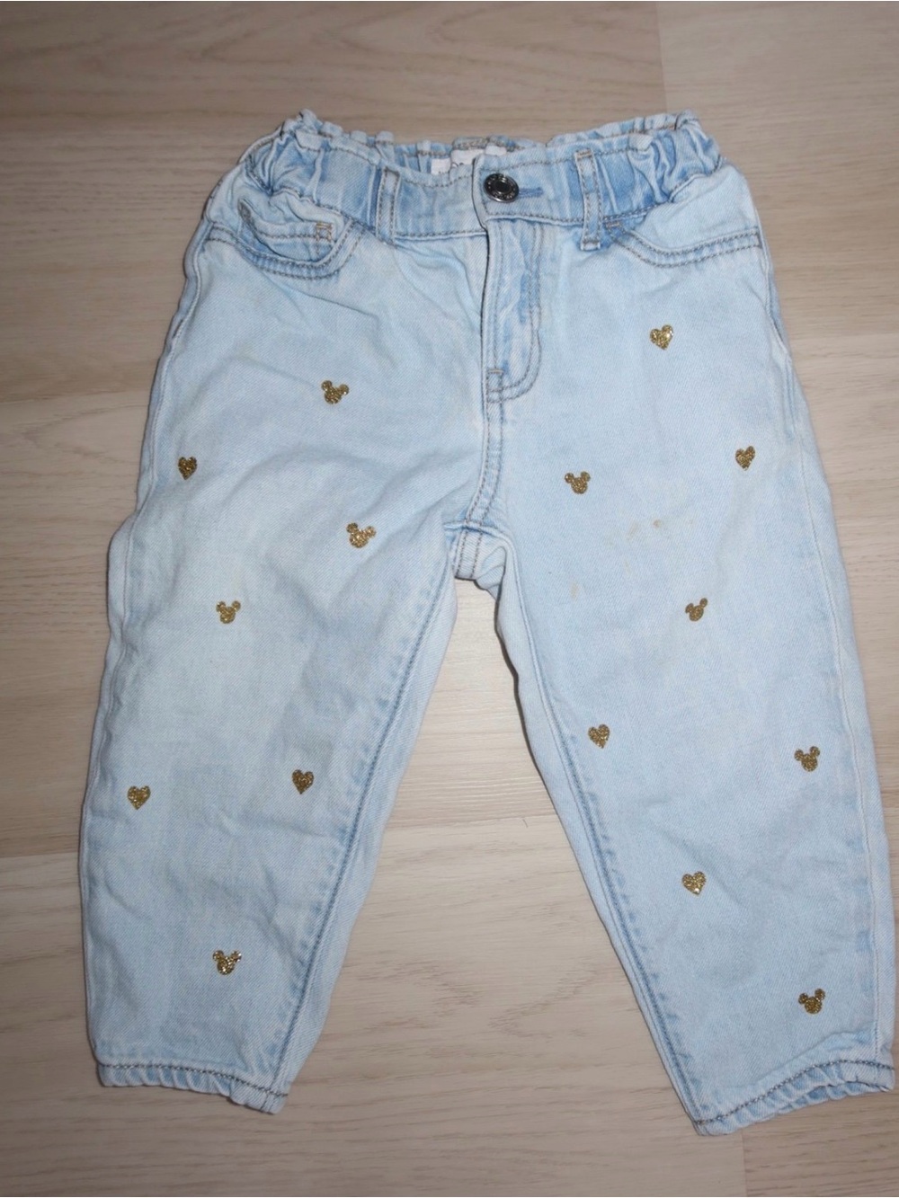 DISNEY BABY JEANS (LIGHT WASH + GOLD MICKEY)